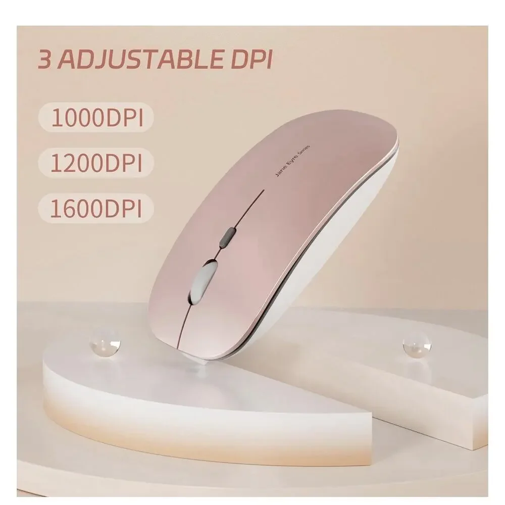 Uciefy Q5 Slim Rechargeable Wireless Mouse, 2.4G Portable Optical Rose Gold